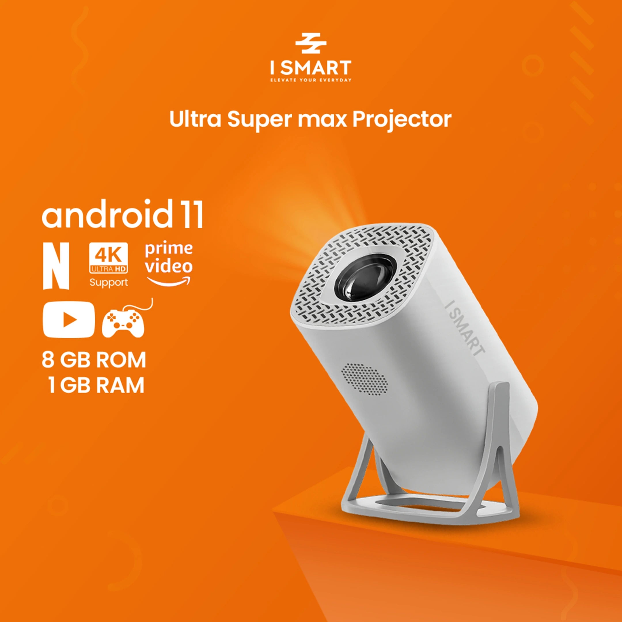 I Smart ultra super max 4k projector with HDMI , WIFI, Netflix, Amazon Prime, youtube, built speaker