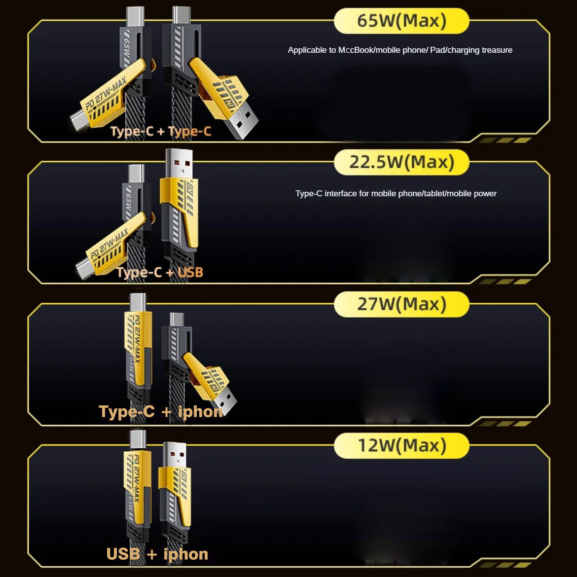 I Smart 4 in 1 Braided Fast Charging Cable