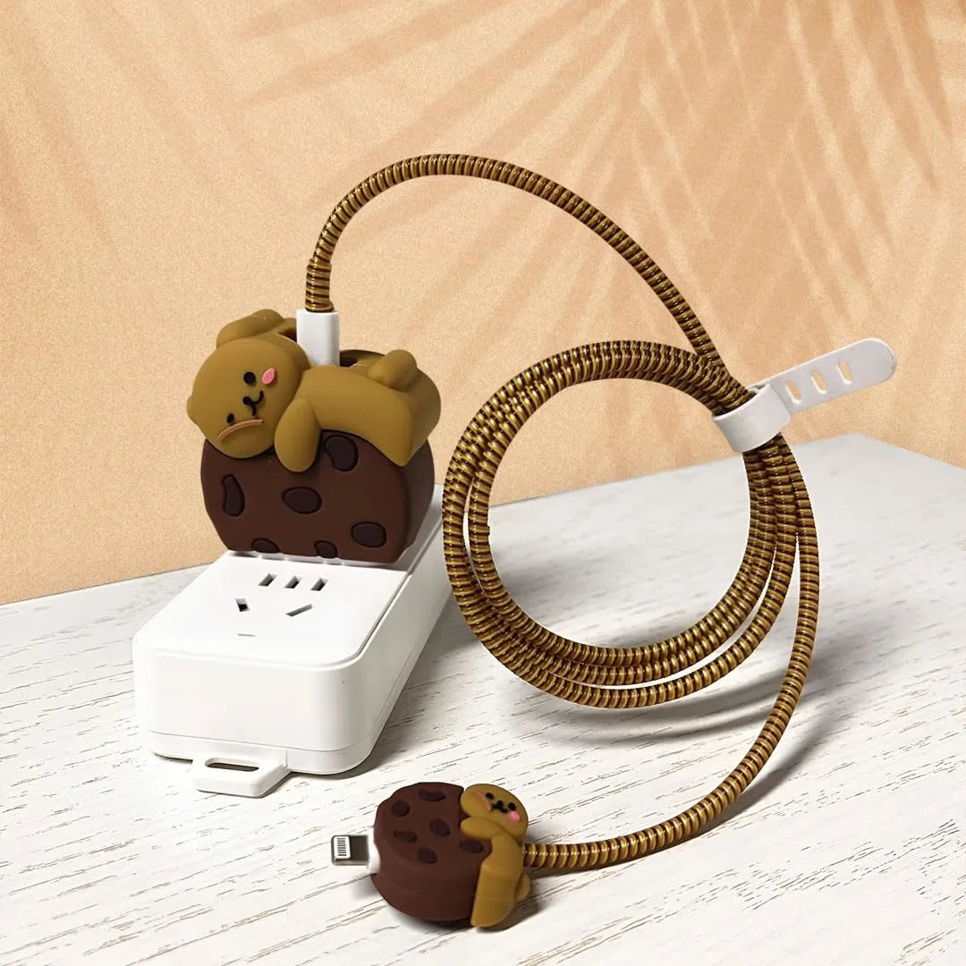 Brown Biscuit Bear Charger Case Cover & Cable Protector